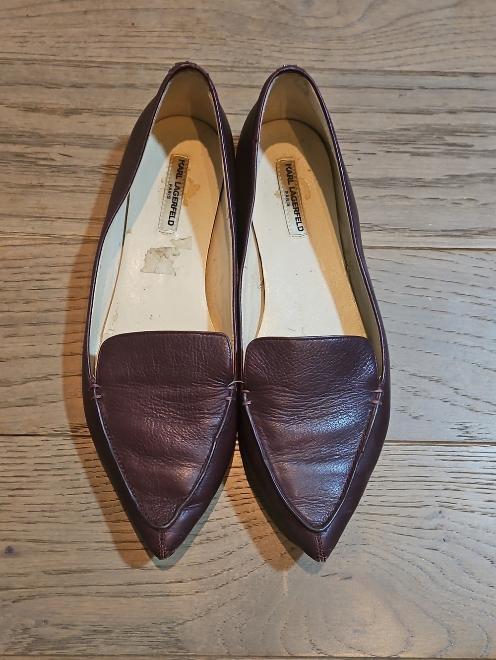 Karl Lagerfeld Women's Plum Leather Pointed Loafers